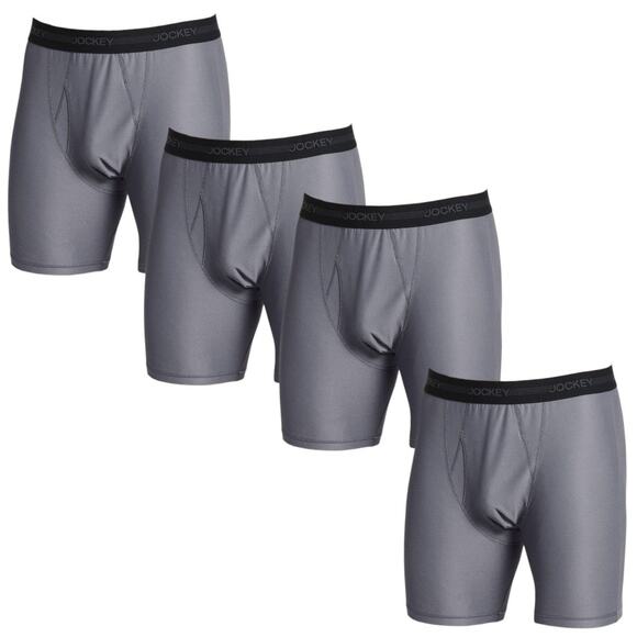 Lot 4 Jockey Gray Ultimate Freedom Long Leg Boxer Brief, L - Picture 1 of 9